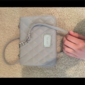 Grey leather crossbody